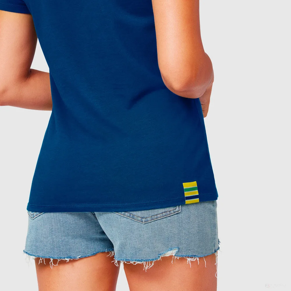 Ayrton Senna Womens T-shirt, Logo, Blue, 2021