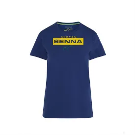Ayrton Senna Womens T-shirt, Logo, Blue, 2021