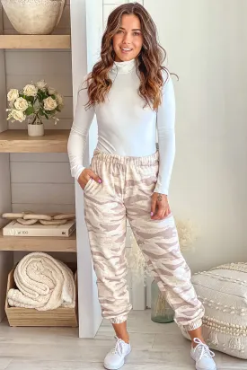Beige Camo Jogger Pants