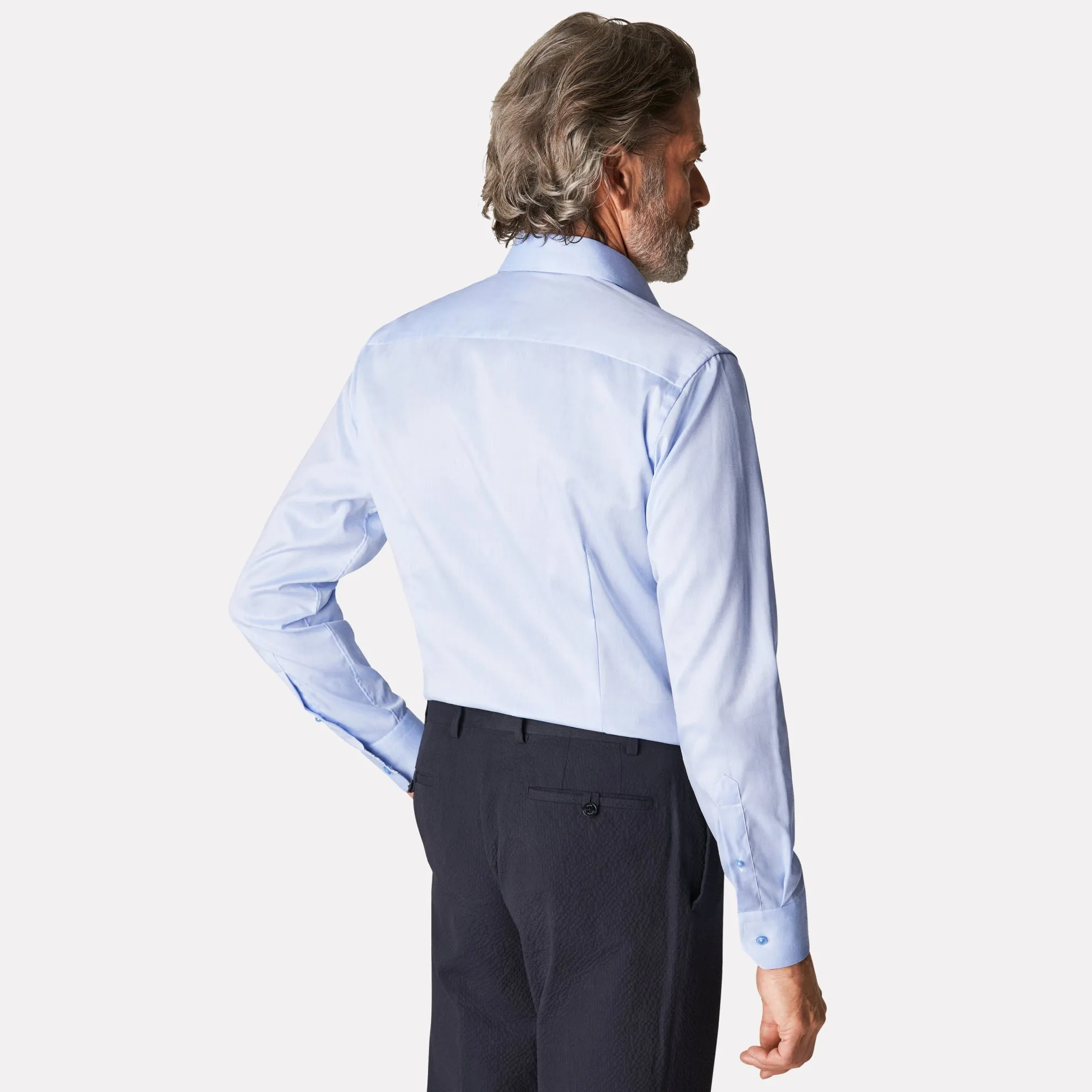 Slim Fit Signature Twill with Floral Contrast Details / Light Blue